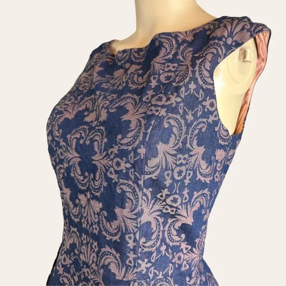 Addie|Fit & Flare Dress|Small|Brown Black|Knee Length|Sleeveless|Pleated|Cotton - Picture 6 of 15